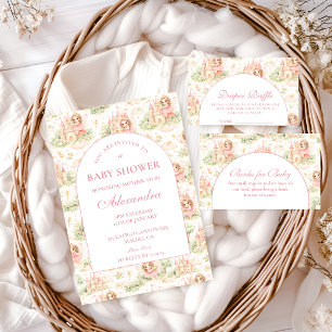 Pink Fairy Garden Baby Shower Invitation