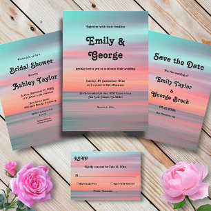 Elegant Romantic Sunset Sky Beach Bridal Shower Invitation