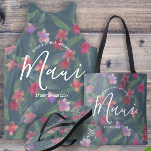 Watercolor Hibiscus Maui Wedding Invitation