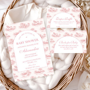 Vintage Pink Toile Baby Shower Napkins