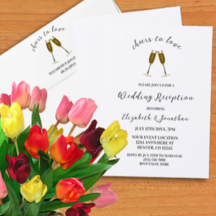 Cheers To Love Champagne Glasses Wedding Reception Invitation
