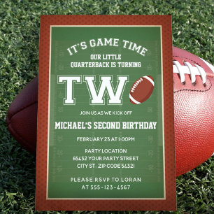 Football Second Birthday Photo Invitation