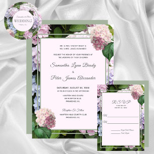 Summer Hydrangea Blossoms, Pink, Green, Wedding Ba Banner