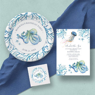 Under The Sea Boys Budget 1st Birthday Invitation