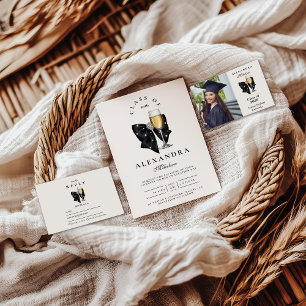 Photo Pearl Champagne Glass Graduation Announcement