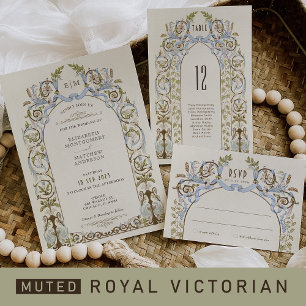 Muted Victorian Royal Elegance Wedding Invitations