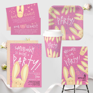 Easter Birthday Fun Bunny Pastel Pink Dots Party  Paper Plates