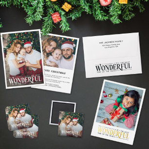 Most wonderful time kid photo fun Christmas Foil Holiday Postcard
