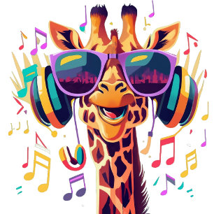 Cool Colorful Party Giraffe with Headphones  Square Sticker
