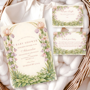 Vintage Iris And Bellflower Botanical Baby Shower Napkins