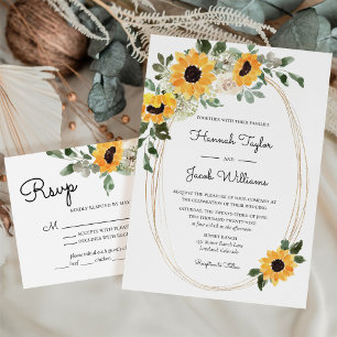 Sunflower Rustic Eucalyptus With Meal Choice RSVP Card