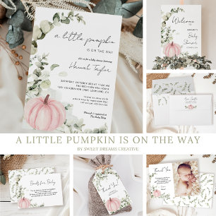 A Little Pumpkin Pink Girl Fall Baby Shower Invitation