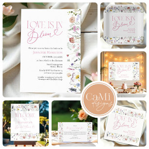 Love is in Bloom   Wildflower Boho Bridal Shower Invitation