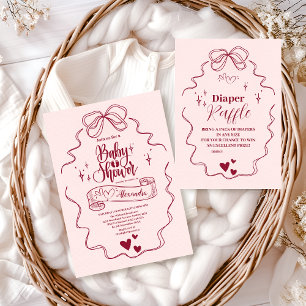 Cute Doodle Hand Drawn Bow Baby Shower Paper Plates