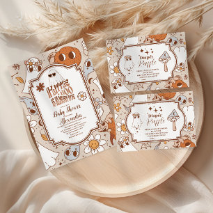 Retro Groovy Halloween Little Boo Baby Shower Invitation