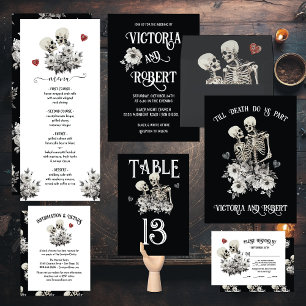 Till death do us Part Skeleton Floral Wedding Invitation