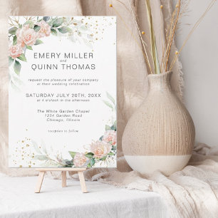 Modern Blush Greenery Floral Wedding  Invitation