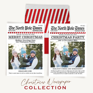Multi Photo North Pole News Christmas Cute Funny Tri-Fold Holiday Card