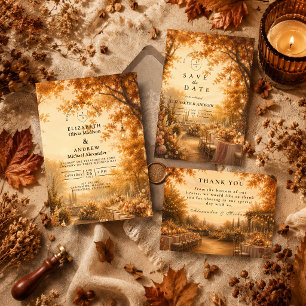 Enchanted Fall Backyard Wedding Invitation