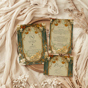 Art Nouveau Floral Wedding Celebration Save The Date