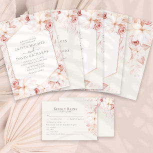 Blush Pink Rose Floral Wedding Invitation