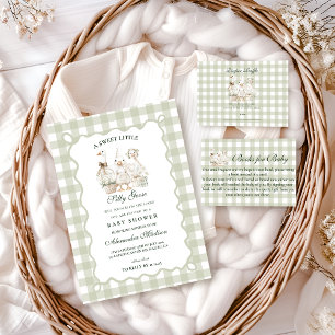 Sage Gingham Silly Goose  Registry Enclosure Card