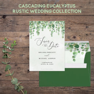 Modern Watercolor Eucalyptus Greenery Wedding  Invitation