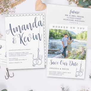 Hooked on You Fishing Picture Save The Date Card