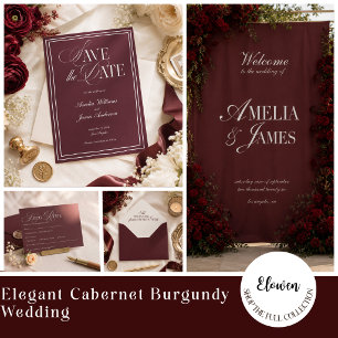Elegant Cabernet Burgundy Minimalist Wedding Suite Envelope