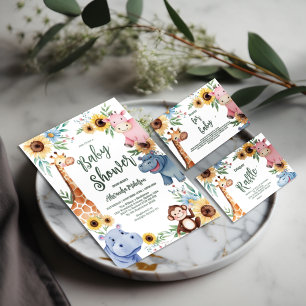 Cute Safari Animal Greenery Baby Shower Invitation