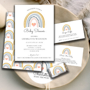 Boho Watercolor Rainbow Girl Baby Shower By Mail Invitation