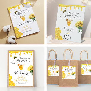 Watercolor Yellow Honey Meant to Bee Bridal Shower Invitation