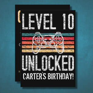 Level 10 Unlocked 10th Birthday Paper Plates