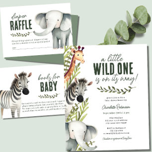 Wild One Safari Animals Boy Baby Shower Invitation