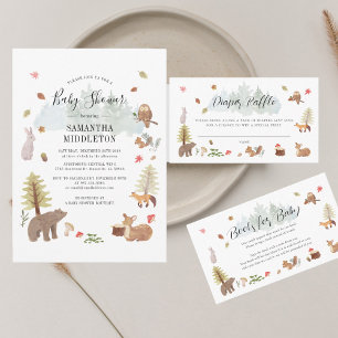 Woodland Animals Book Request Baby Shower Enclosure Card