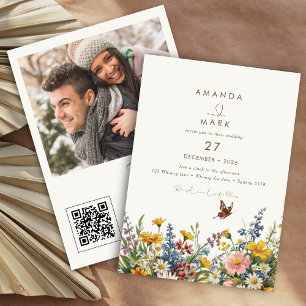  Boho Wildflower Bouquet Wedding Ceremony Program  Hand Fan