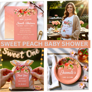 Sweet Peach Multi Photo Baby Announcement