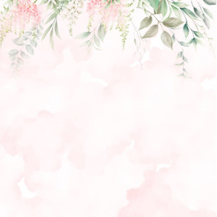 Blush Pink and Greenery Leaves Chic Wedding Invitation