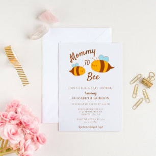 Mommy to Bee Baby Shower Cute Kawaii Neutral Invitation