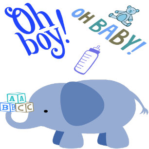 Oh Boy! Oh Baby! Blue Elephant Baby Shower Paper Plates