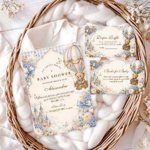 Elegant Brown And Blue Bear Baby Shower Napkins