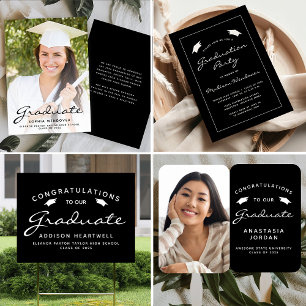 2025 Custom Photo Black White Graduation Hand Fan