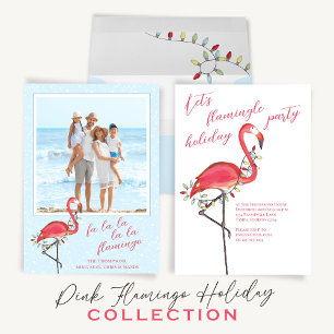 Pink Christmas Flamingo Personalized  Gift Tags