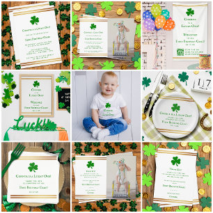 Stylish Gold Foil St. Patrick's Day 1st Birthday Foil Invitation