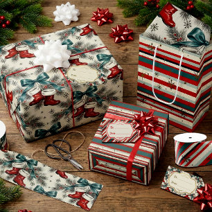 Vintage Christmas Santa’s Boots & Bows Gift Tags