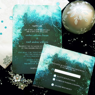 Winter Glitters Mystic Forest Wedding Invitation