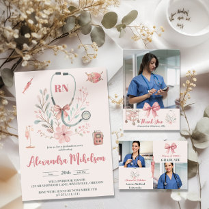 Pink Watercolor Nursing School Graduate  Label