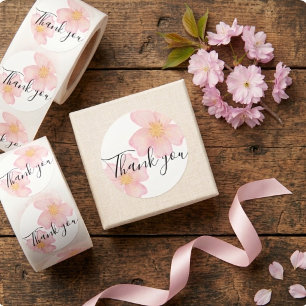 Thank You Card - Pink Watercolor Floral