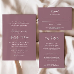 Elegant Mauve Clean Wedding Invitation