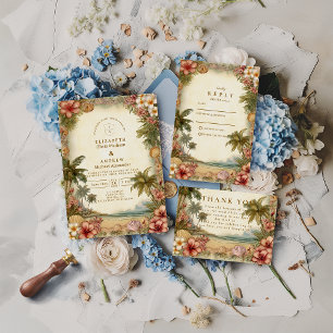 Island Botanical Floral Wedding Invitation